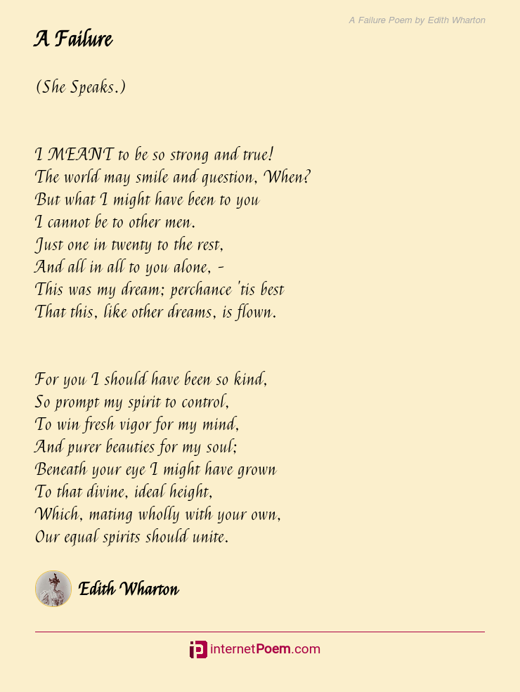 A Failure Poem By Edith Wharton