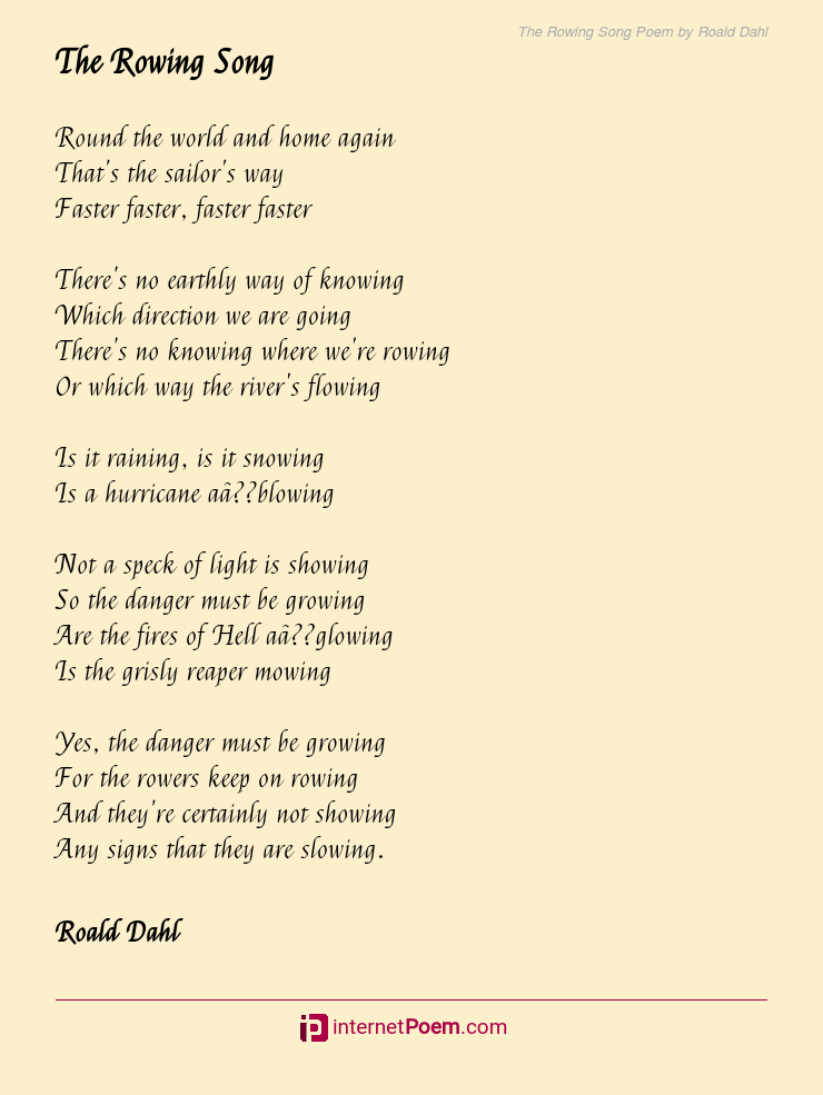 The Rowing Song Poem by Roald Dahl