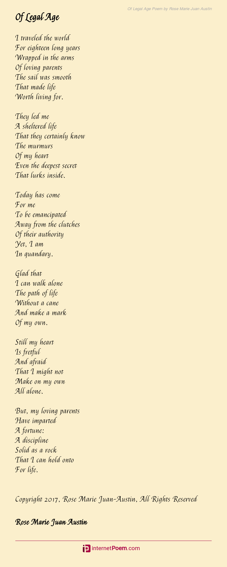 Of Legal Age Poem By Rose Marie Juan Austin 9595