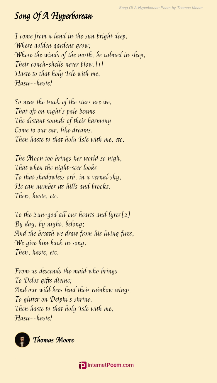 Song Of A Hyperborean Poem by Thomas Moore