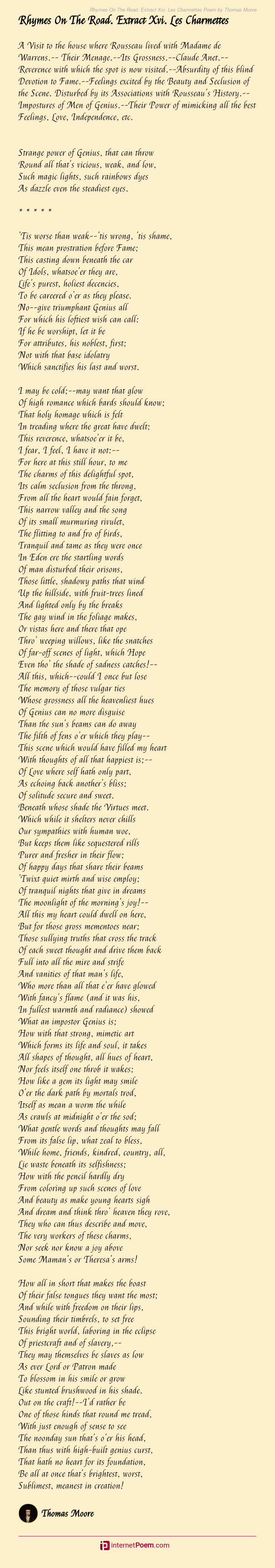 Rhymes On The Road. Extract Xvi. Les Charmettes Poem by