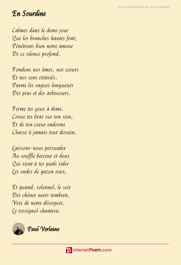 En Sourdine Poem by Paul Verlaine