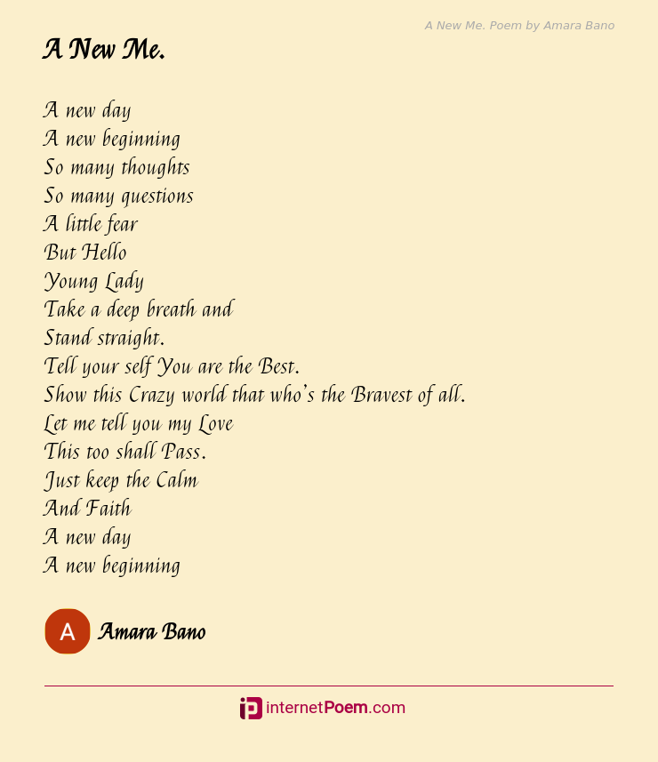 A New Me Poem By Amara Bano 