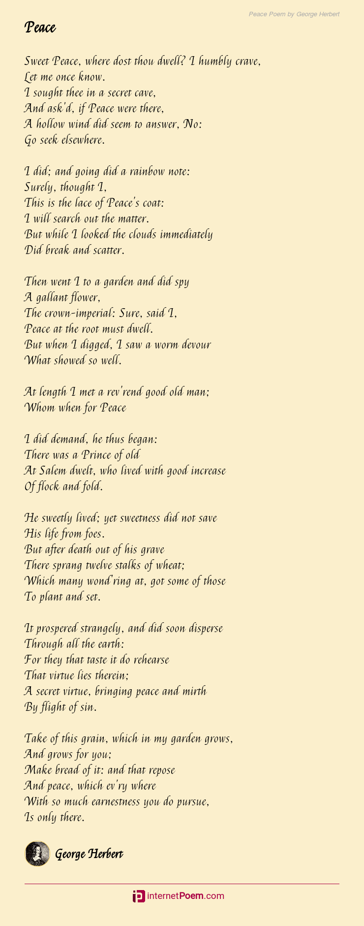 Peace Poem By George Herbert