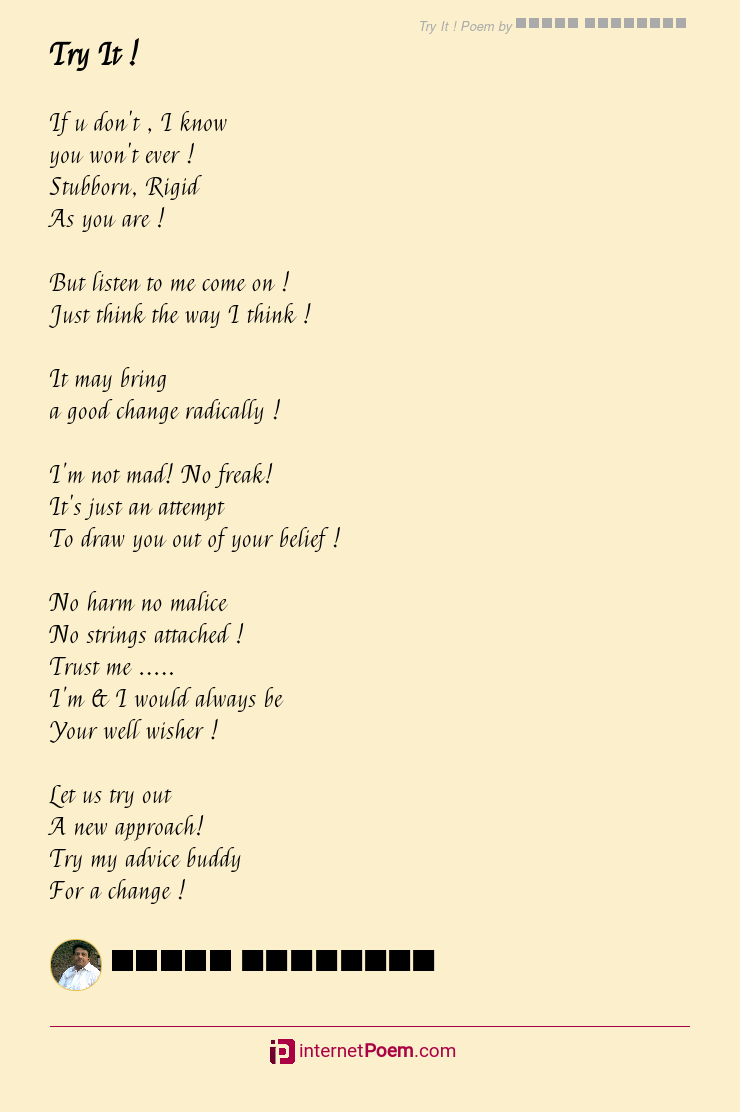 Try It Poem By Suresa Kulakarni