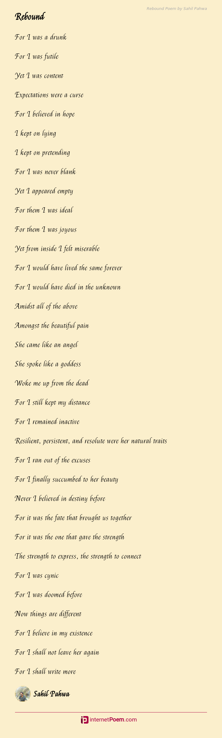 Rebound Poem by Sahil Pahwa