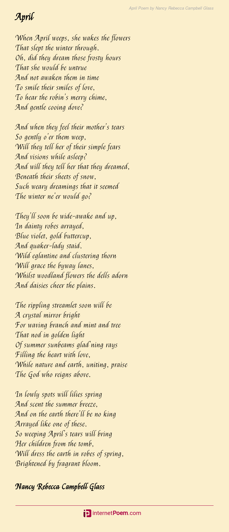 April Poem by Nancy Rebecca Campbell Glass