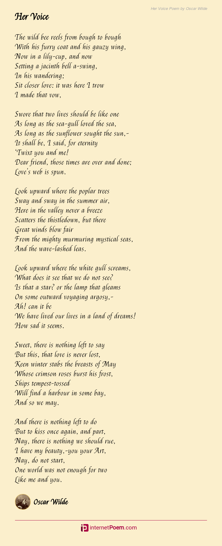 Her Voice Poem by Oscar Wilde