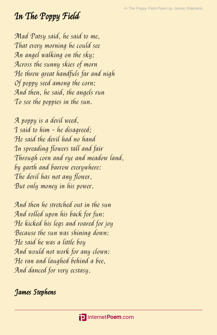In The Poppy Field Poem by James Stephens