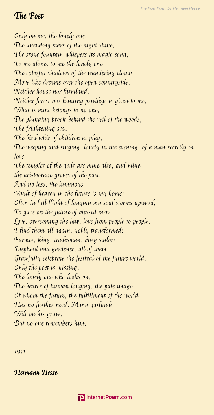 The Poet Poem By Hermann Hesse
