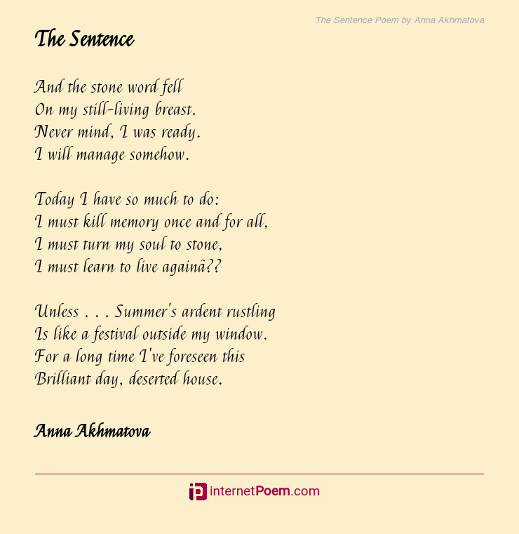 The Sentence Poem By Anna Akhmatova