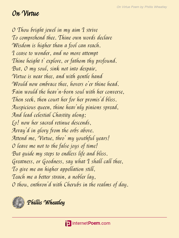 On Virtue Poem by Phillis Wheatley