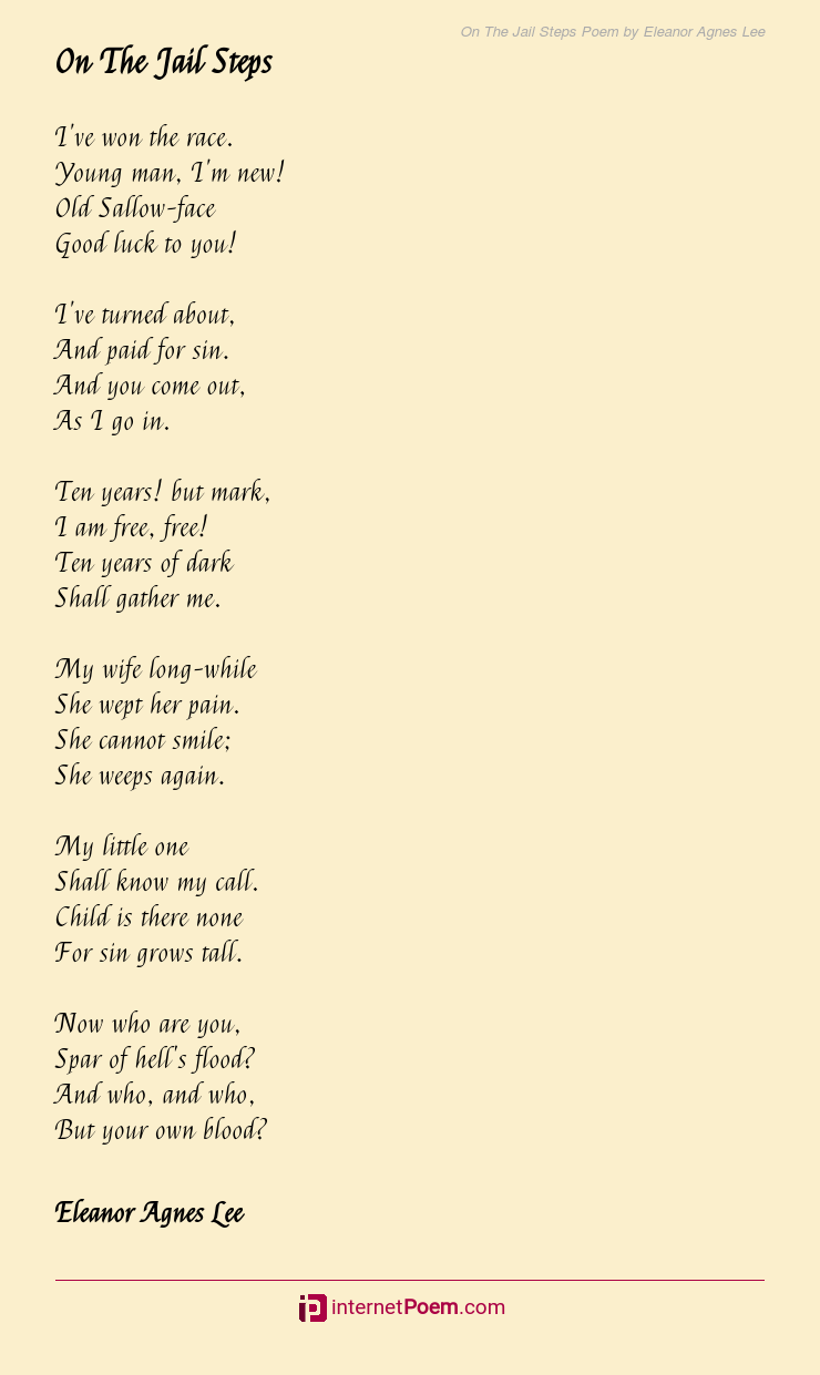 On The Jail Steps Poem by Eleanor Agnes Lee