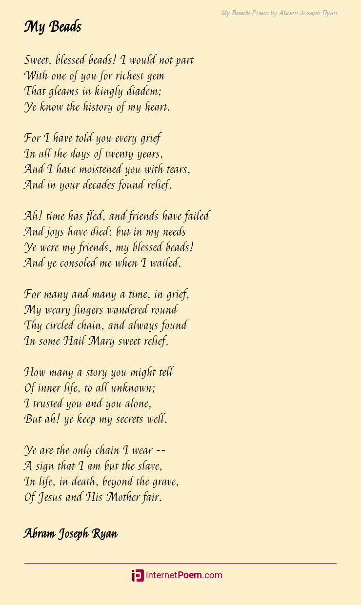 My Beads Poem by Abram Joseph Ryan