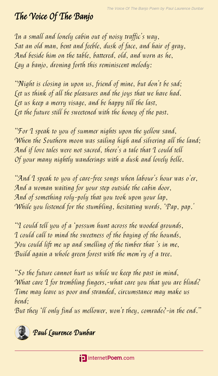 The Voice Of The Banjo Poem by Paul Laurence Dunbar