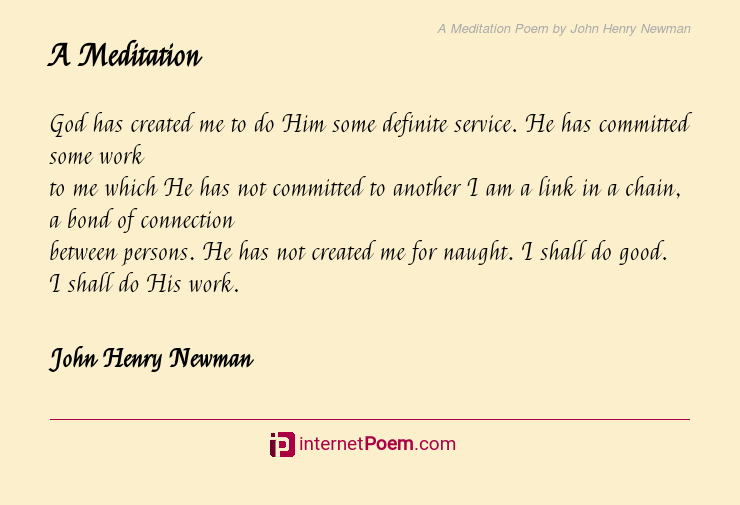A Meditation Poem By John Henry Newman
