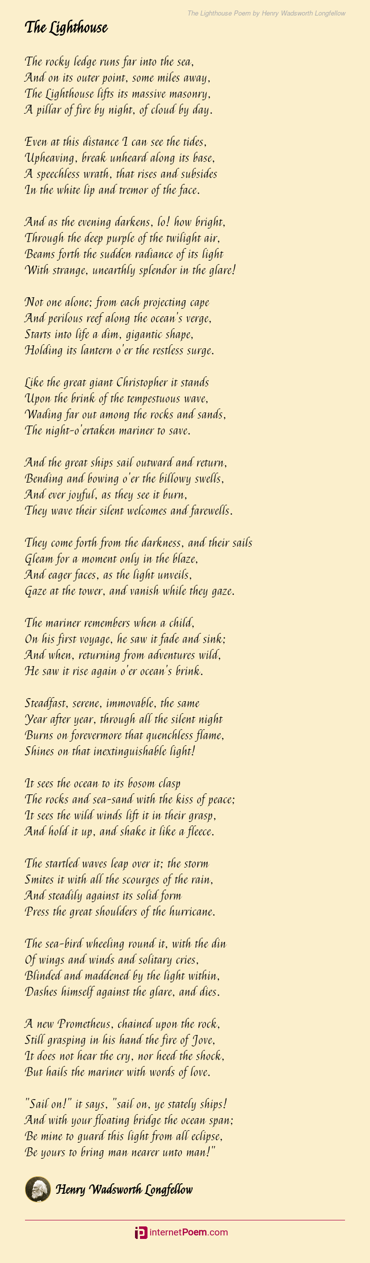 The Lighthouse Poem By Henry Wadsworth Longfellow 8728