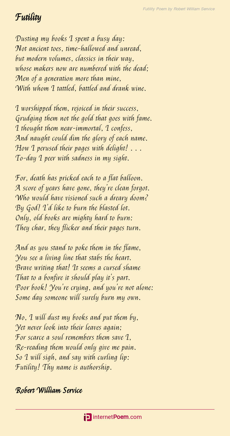 Futility Poem by Robert William Service