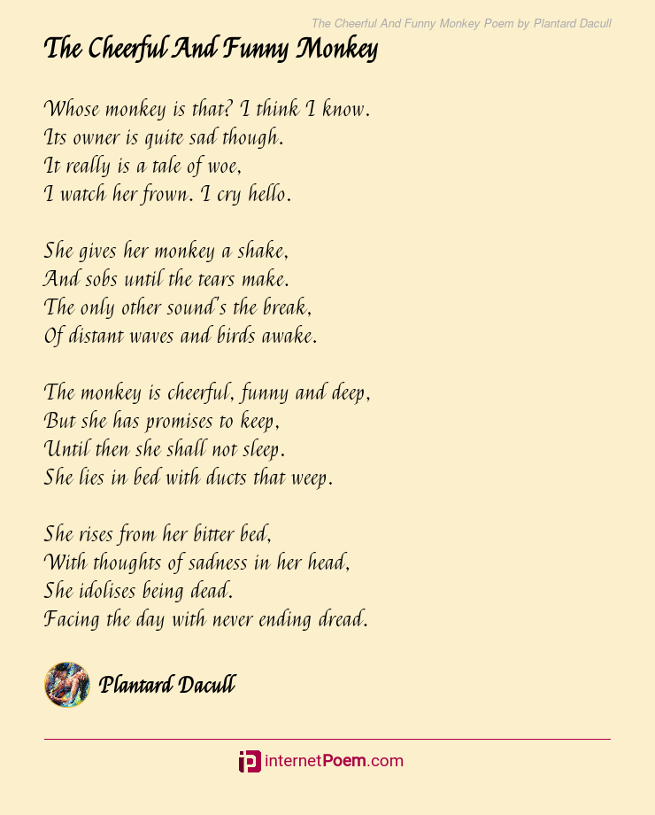 The Cheerful And Funny Monkey Poem by Plantard Dacull