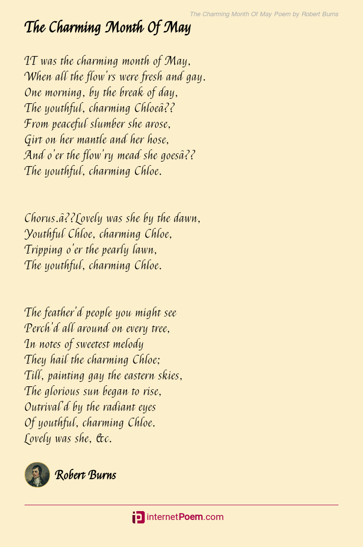 The Charming Month Of May Poem by Robert Burns