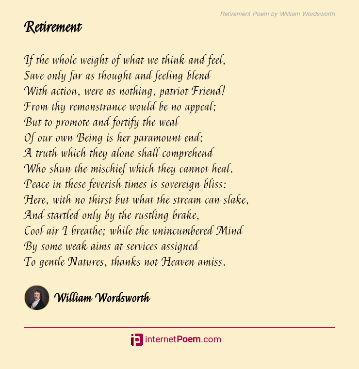 Retirement Poem by William Wordsworth
