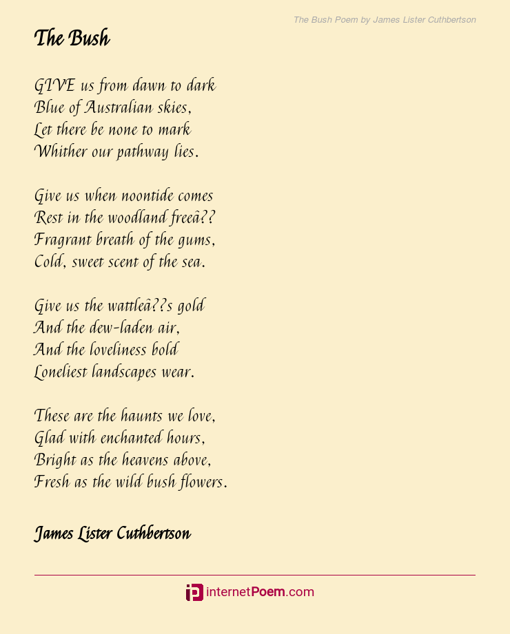 The Bush Poem by James Lister Cuthbertson