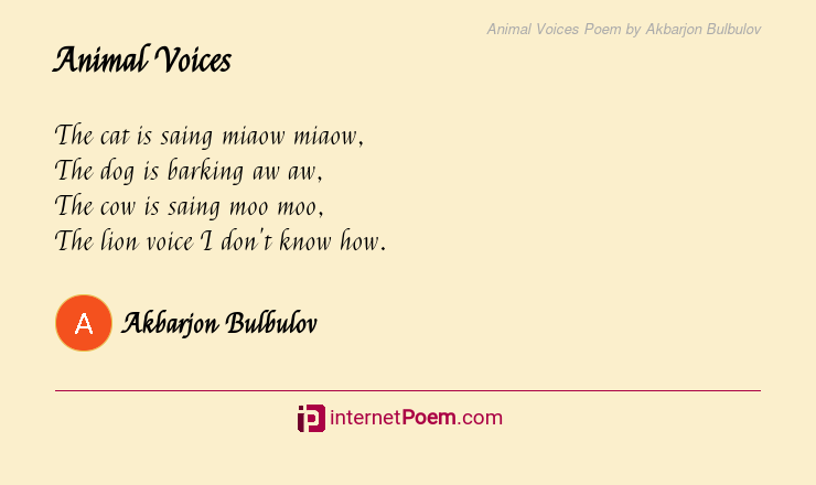Animal Voices Poem by Akbarjon Bulbulov