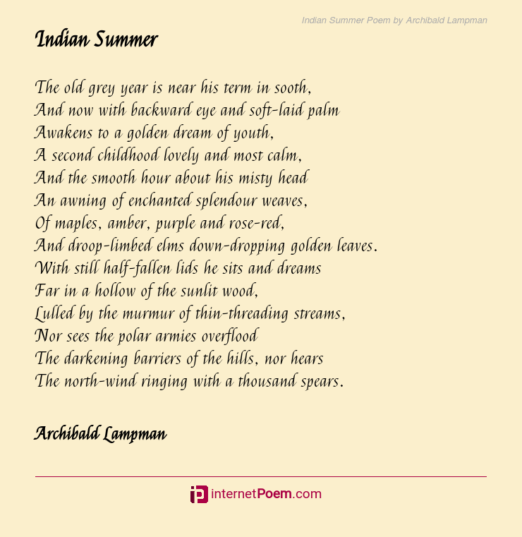 Indian Summer Poem by Archibald Lampman