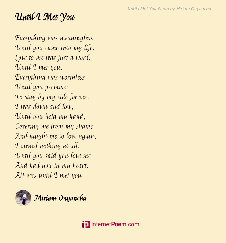 Poem saw when i you When I