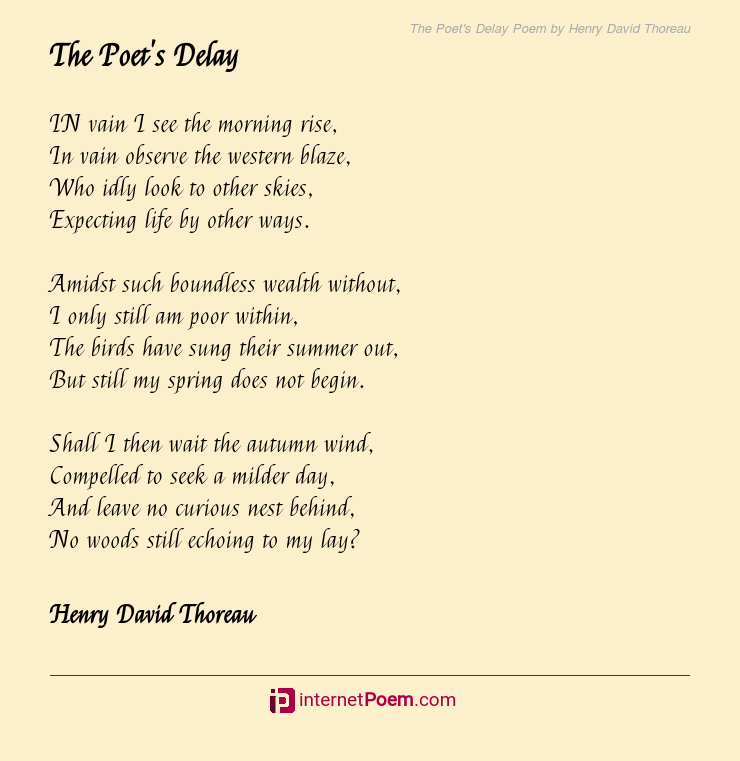 The Poet's Delay Poem by Henry David Thoreau