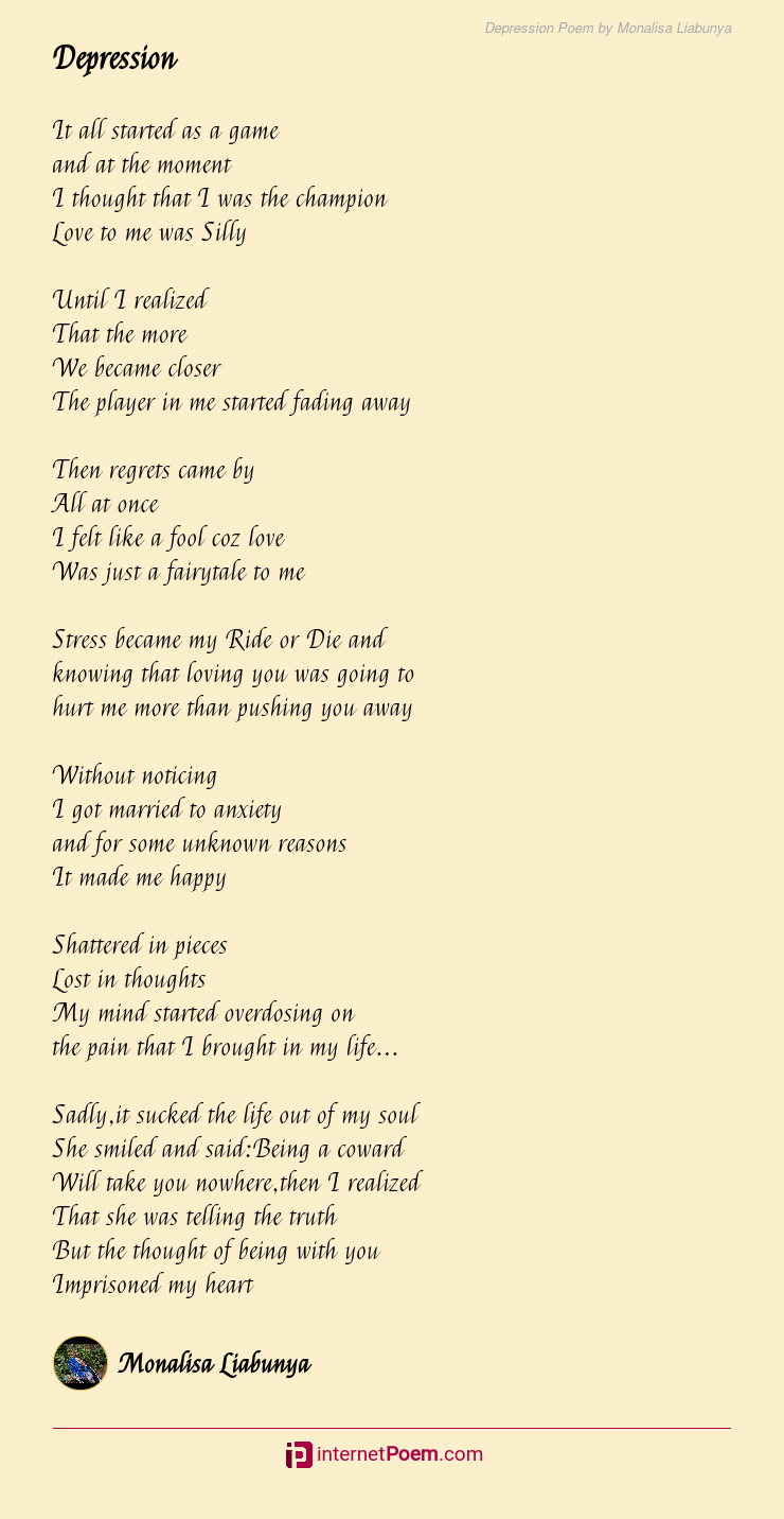 Depression Poem by Monalisa Liabunya