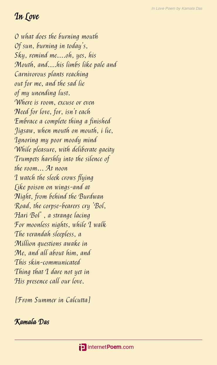 In Love Poem by Kamala Das
