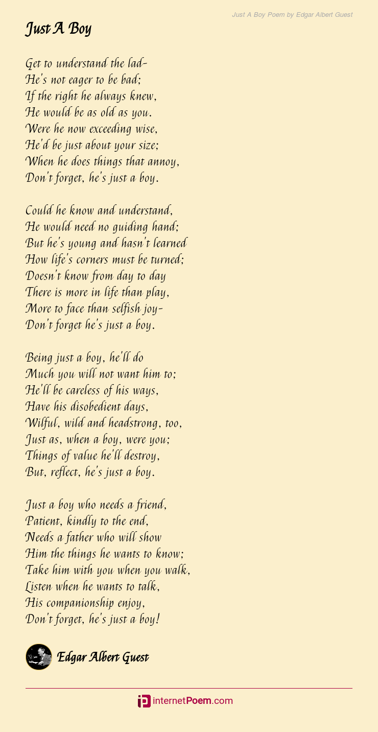 Just A Boy Poem By Edgar Albert Guest