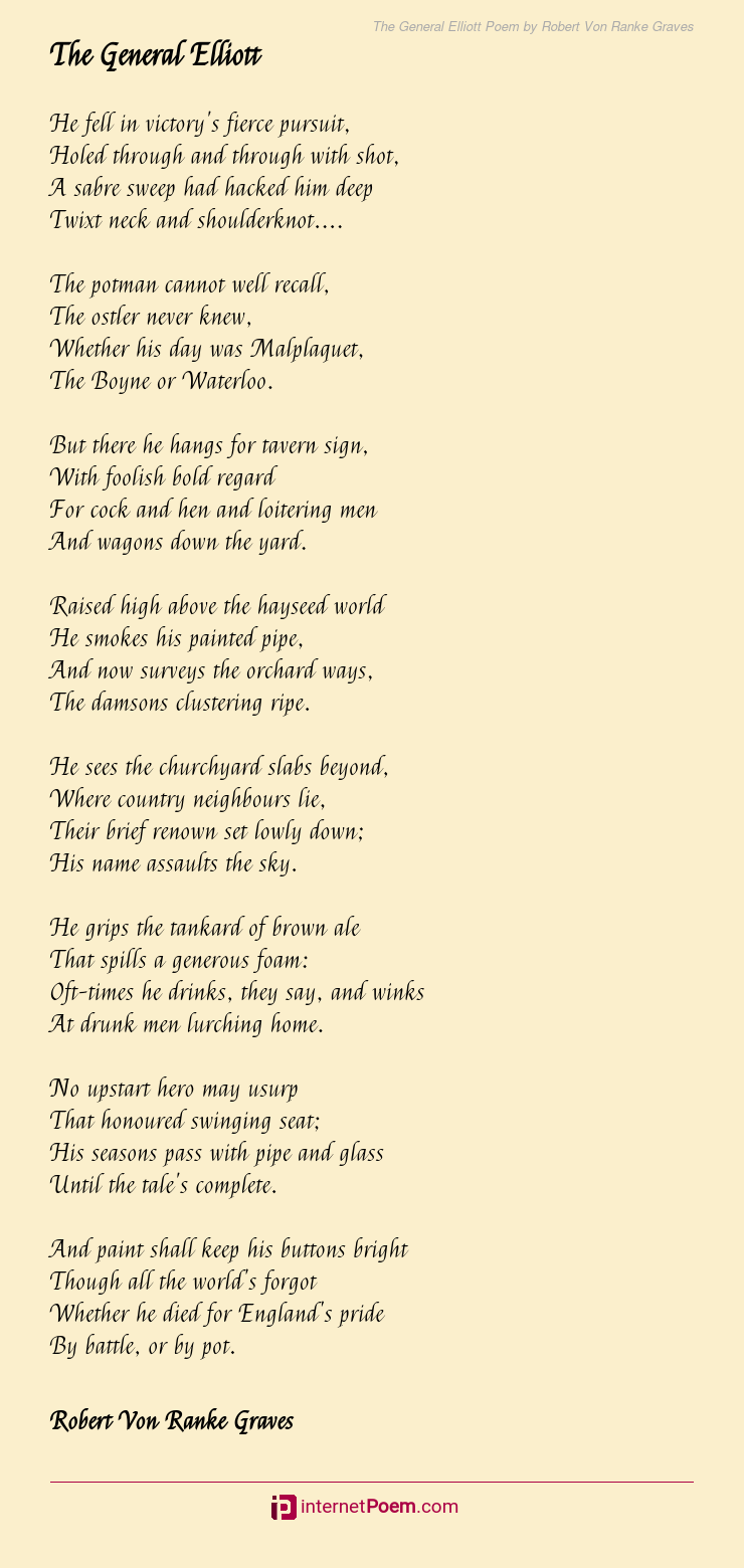 The General Elliott Poem by Robert Von Ranke Graves