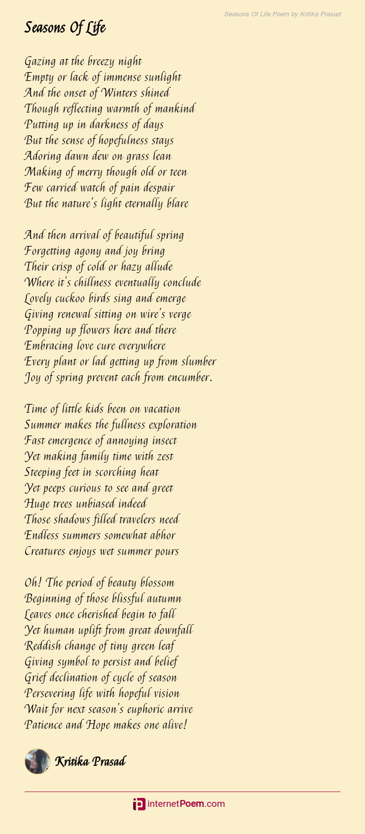 Seasons Of Life Poem By Kritika Prasad