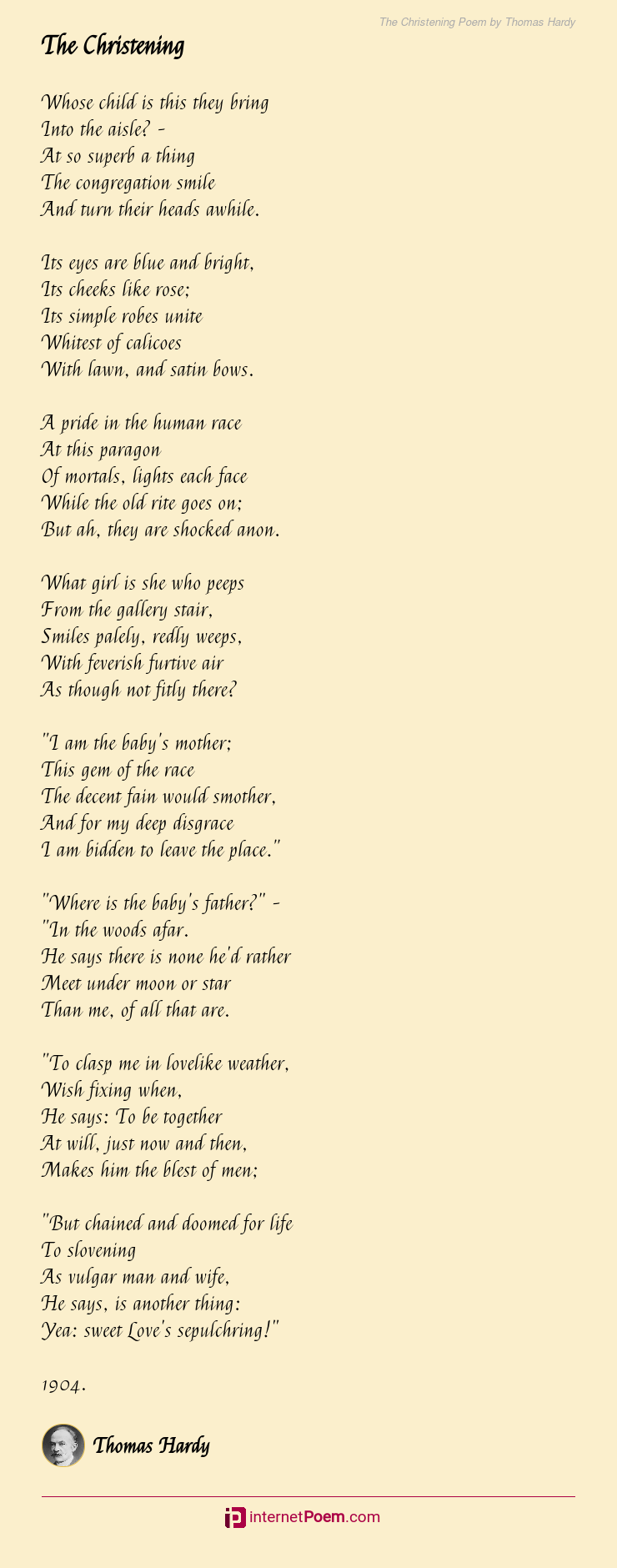 The Christening Poem by Thomas Hardy