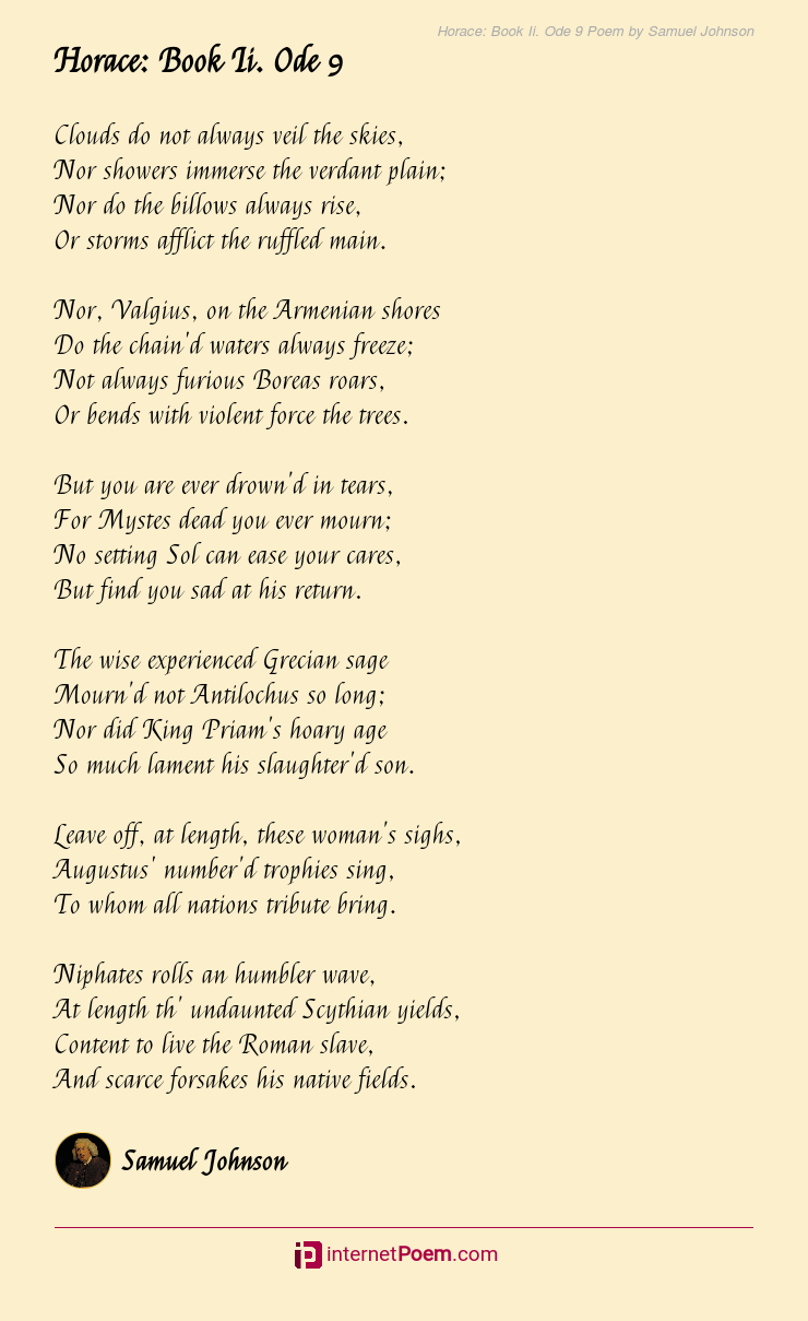Horace: Book Ii. Ode 9 Poem by Samuel Johnson