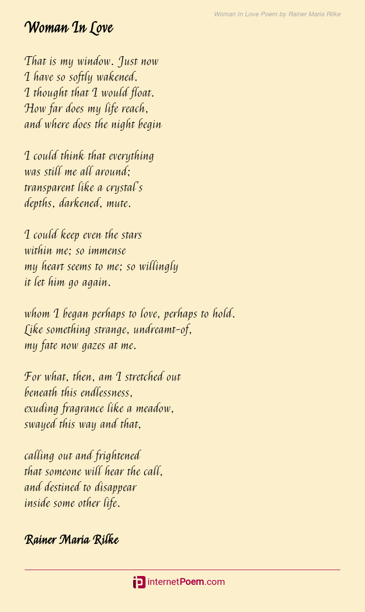 Woman In Love Poem By Rainer Maria Rilke