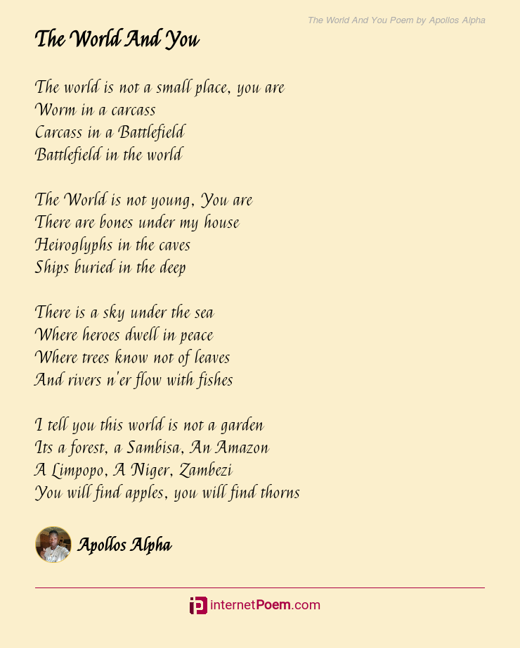 The World And You Poem by Apollos Alpha
