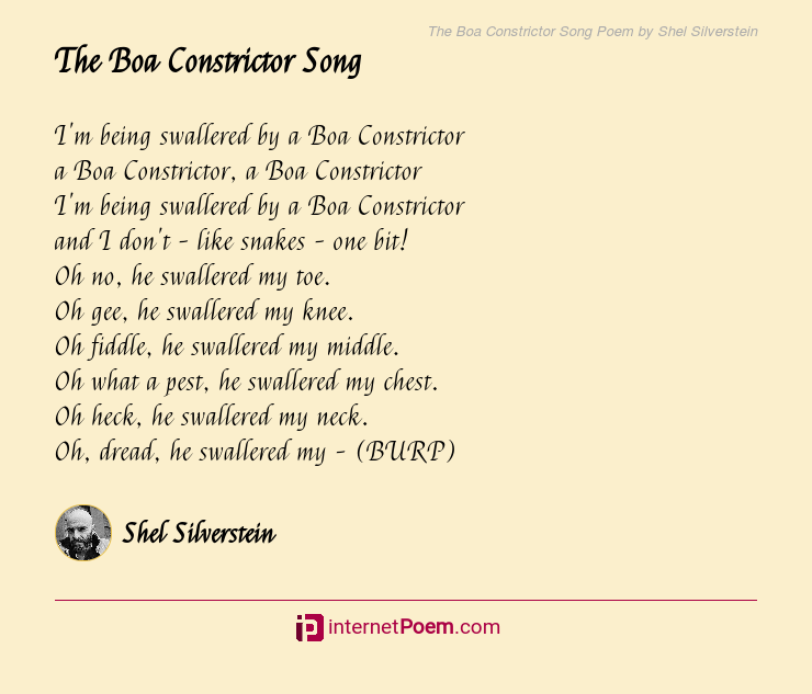 The Boa Constrictor Song Poem by Shel Silverstein