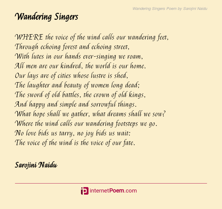 wandering singers poem mcq