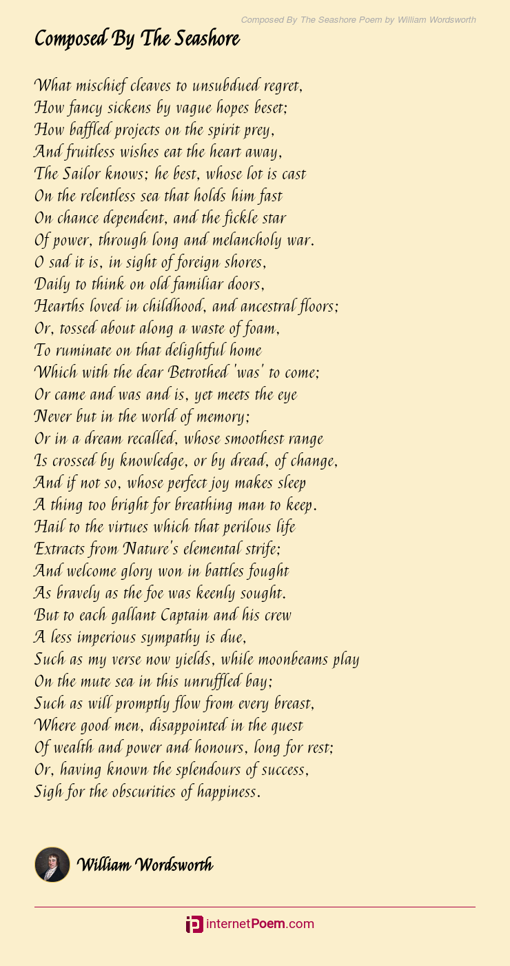 Composed By The Seashore Poem by William Wordsworth