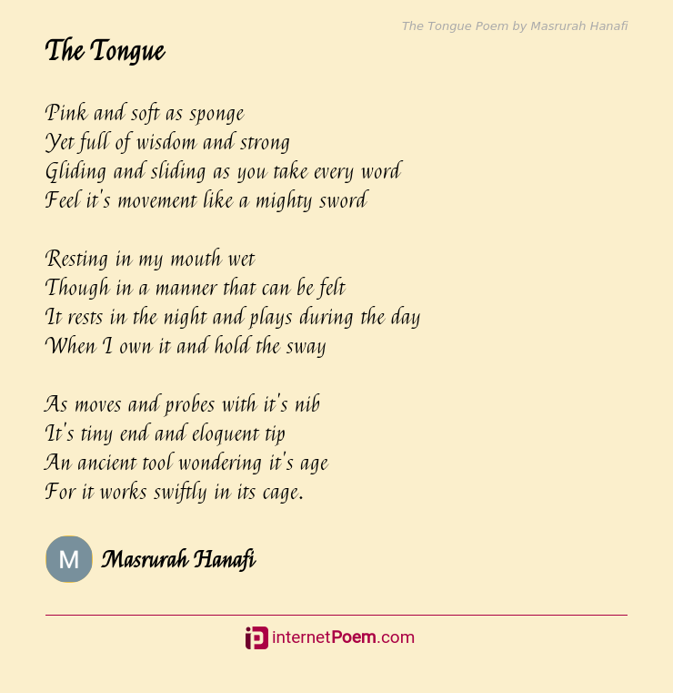 The Tongue Poem By Masrurah Hanafi