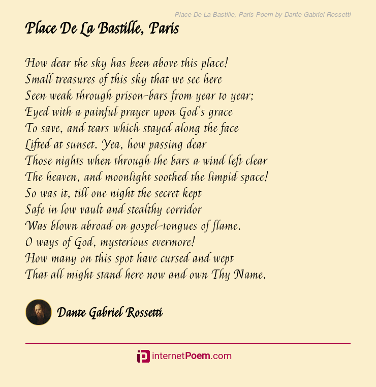Place De La Bastille, Paris Poem by Dante Gabriel Rossetti
