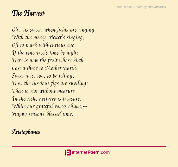 The Harvest Poem By Aristophanes