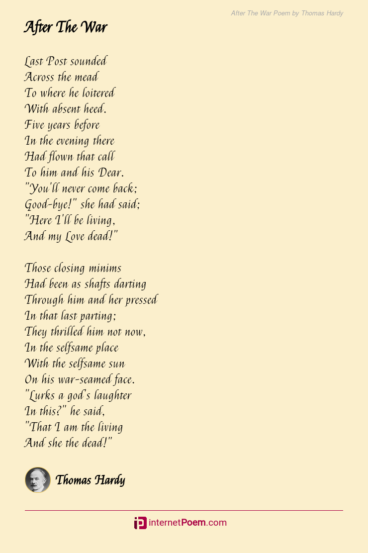 After The War Poem by Thomas Hardy