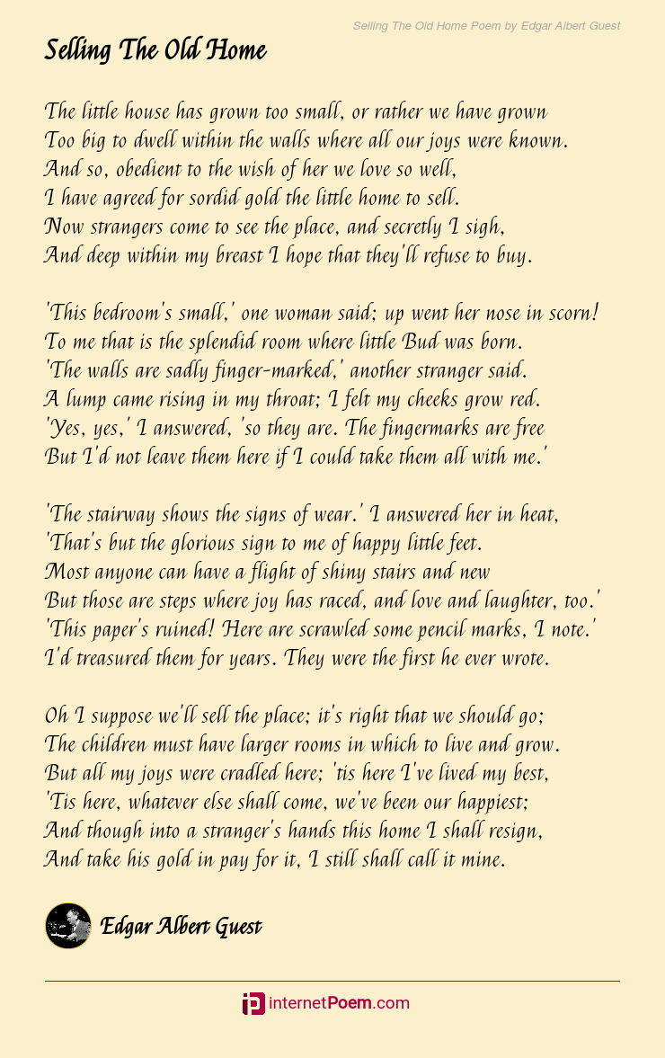 Selling The Old Home Poem by Edgar Albert Guest