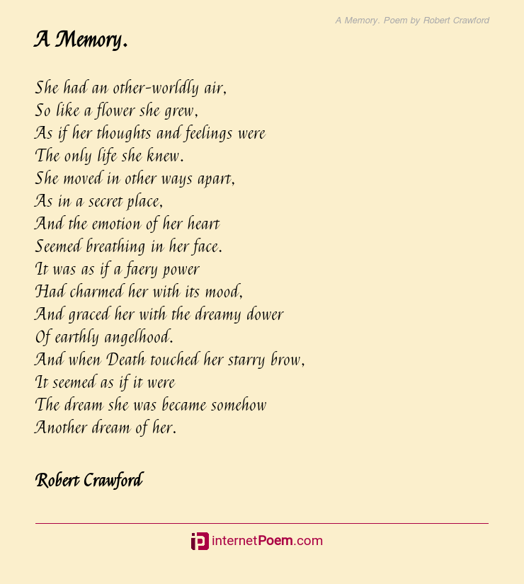 A Memory. Poem by Robert Crawford