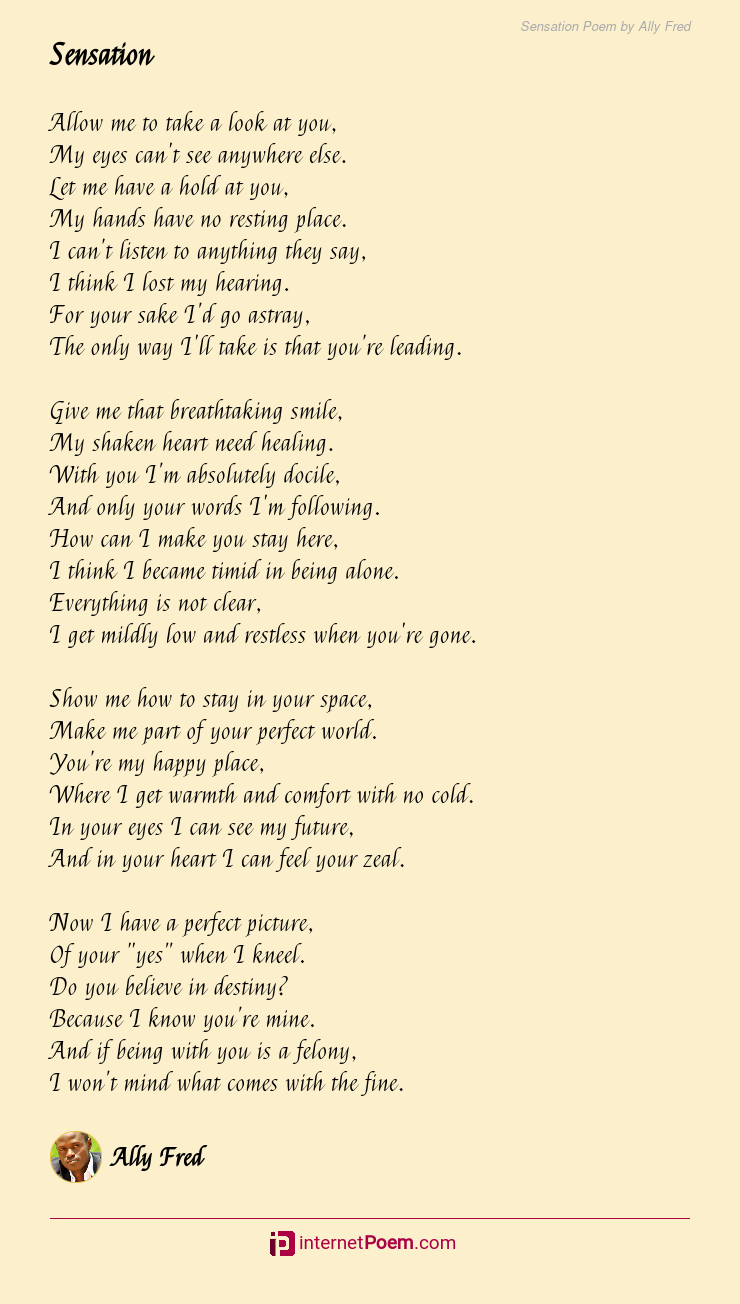 Sensation Poem by Ally Fred