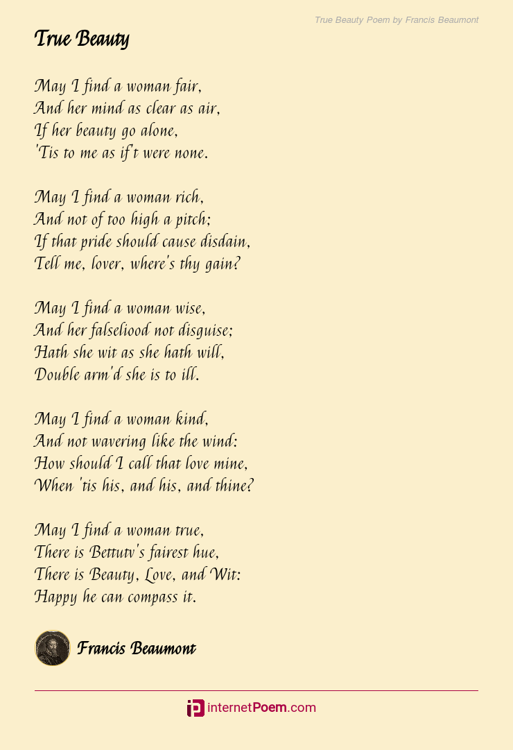 True Beauty Poem by Francis Beaumont